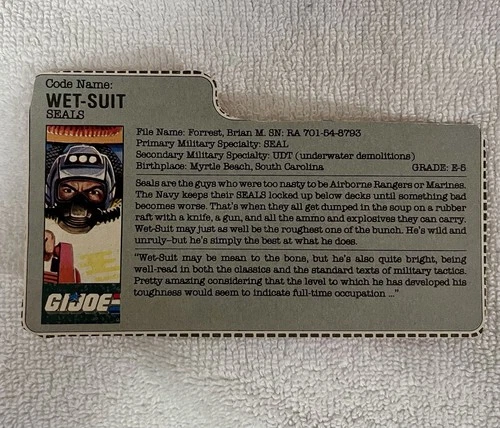 New ListingGI Joe Wet Suit File Card Free Shipping
