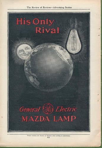 Magazine Ad - 1910 - MAZDA Lamps - General Electric Co.