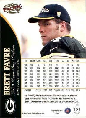 1999 Pacific #151 Brett Favre | eBay