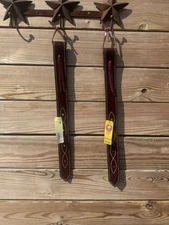 NEW PAIR QUALITY BURGUNDY LEATHER REAR CINCH OFF BILLETS MED OIL