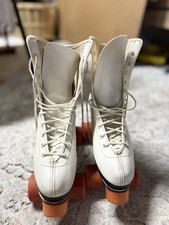 VTG Women's White Leather Roller Derby Roller Skates Sz 9 /8