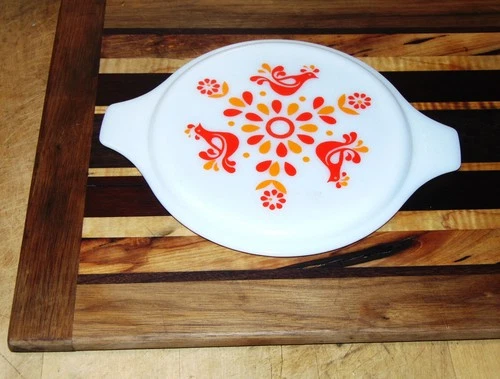 PYREX Friendship 6-1/4"  Round Cassorole Replacement Lid 24-C 4 Bird Red Orange