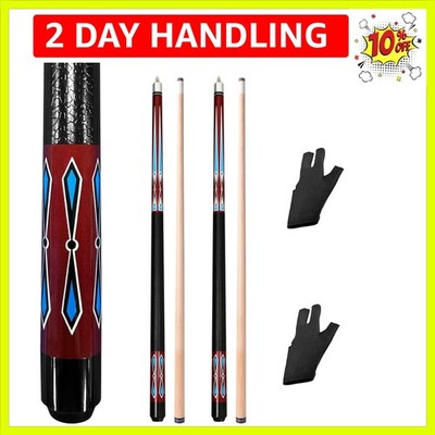 Elegant 58'' Maple Pool Cue Sticks Set of 2 + Gripping Gloves - Portable Design