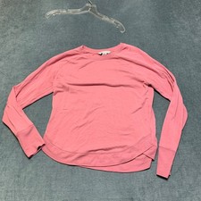 Athleta Sweatshirt Womens Small Pink Ribbed Trim Raglan Sleeve Criss Cross Hem