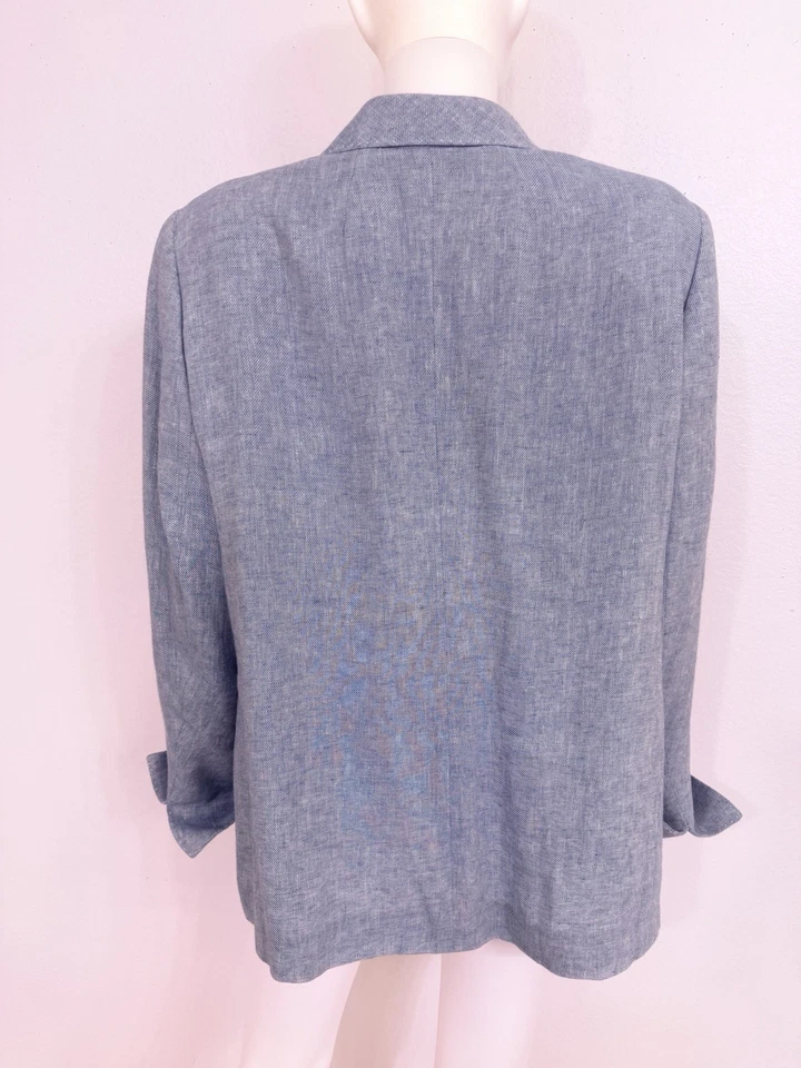 Akris Blue Italian 100% Linen Blazer Jacket US16 FR48 - Image 3 of 4