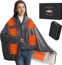 Heated Blanket, Battery Operated Cordless Portable Electric Heated Shawl with Re
