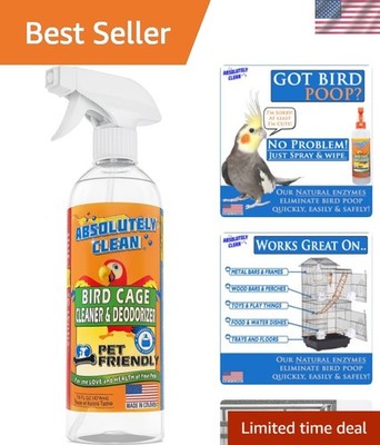 Amazing Bird Cage Cleaner & Deodorizer - Fragrance-Free 16oz, Fast-Acting