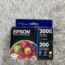 Epson 200XL Black & 200 Color Ink Cartridges Yellow, Magenta, Cyan (Exp 02/2025)