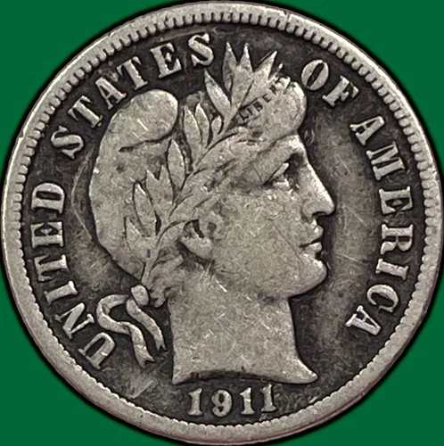1911-S Barber Dime Silver Extremely Fine XF Coin #33258