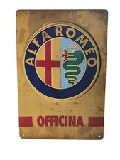 Insegna Targa Vintage Alfa Romeo Officina 30x20cm in Metallo