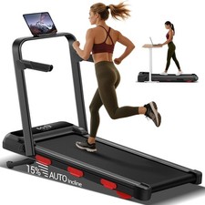 15 Incline Walking Pad Treadmill with Handles - Portable Under Desk Treadmill