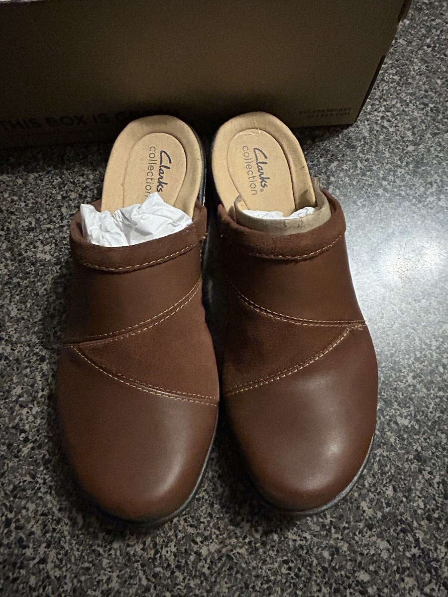 NEW IN BOX Clarks Laurieann Kyla Slip-On Clogs Brown Women's Size