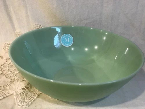 Martha Stewart Green JADEITE GLASS Round Serving Bowl 10" NWT