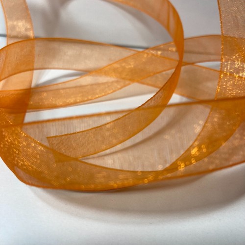 Sheer Organza Ribbon Bright Orange 5/8" x 45' Nicole & Co. Nylon (1) Roll - Picture 7 of 12