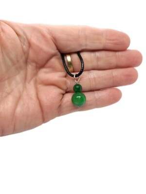 Jade Gemstone Choker Necklace on Black Adjustable Cord for Men and Woman