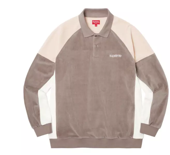 Supreme Paneled Velour L/S Polo Light Brown Size Small FW22 | eBay