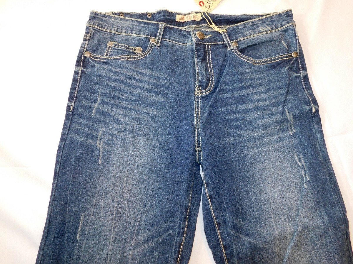 Lux Nation Women's Ladies Jeans Pants Size Variations Distress