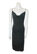 Y2k Vintage Sexy Cocktail Evening Dress Black & Gold Sparkles Low Back Size 12