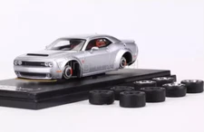 FW 1:64 Silver Demon SRT Challenger Muscle Sports Model Diecast Metal Car
