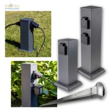 moderne Garten-Steckdosen-Säule anthrazit, 2-/4-fach, Erdspieß optional, Outdoor