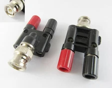 1pcs BNC Male Plug to Two Dual Banana Female Jack Coaxial RF Adapter Connector