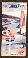 Vintage 1963 American Oil Company Metropolitan Philadelphia Map Streets Parks PA