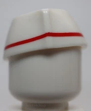 Lego White Minifig Headgear Cap Butcher Food Service Red Stripe All Around