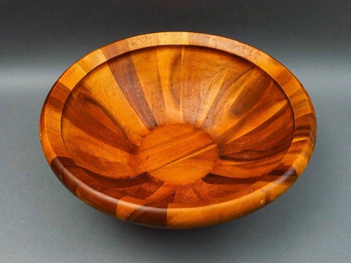 Dansk JHQ Teak Wood 16 1/4" Large Bowl With Servers & (8) 6 1/2" Small Bowls Set - Picture 5 of 10