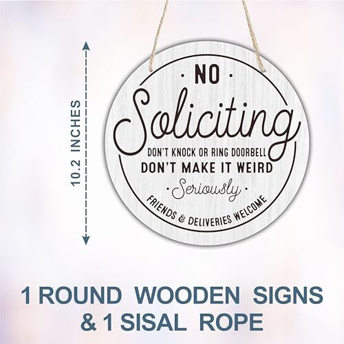 10" Wooden Sign for Front Door - No Soliciting, Don't knock or ring white - Picture 3 of 4