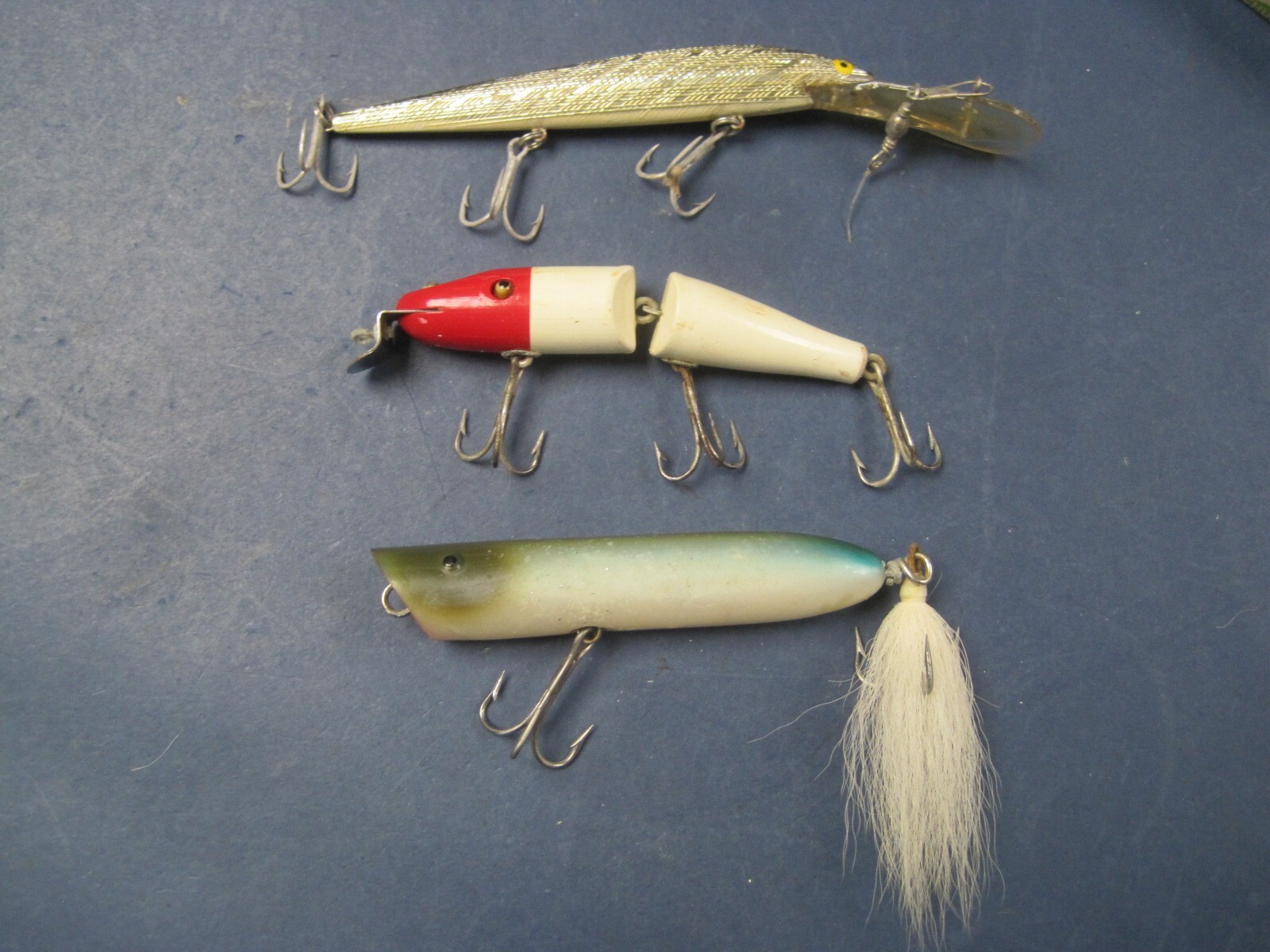 Set Of 3 Vintage Lures Creek Chub Pikie, Rebel & Striper Striker w 2
