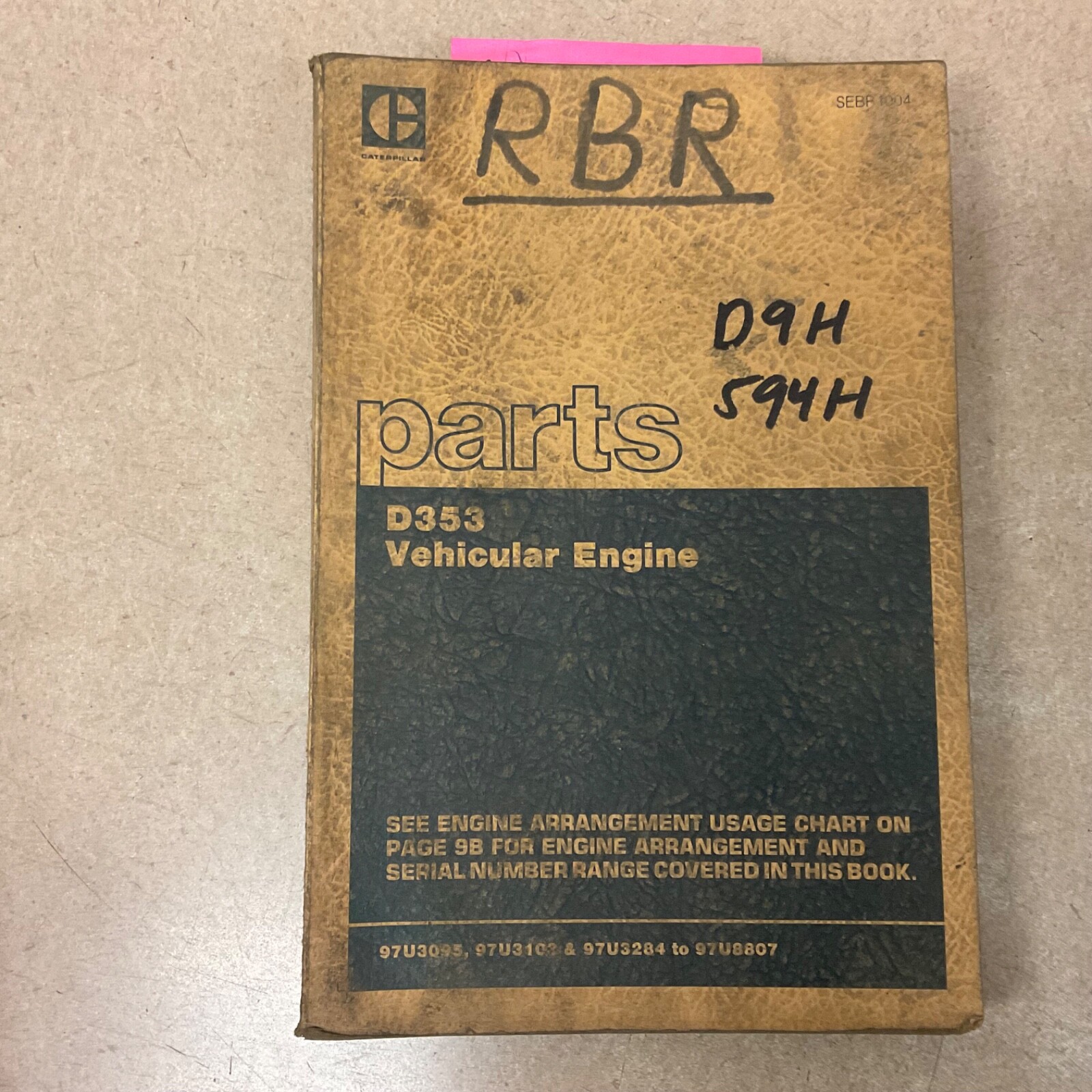 CAT Caterpillar D353 PARTS MANUAL BOOK CATALOG ENGINE DIESEL D9H sn