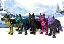 5pcs 3D Printed Wolf, Articulated Black  Gold Wolf Toy, Fidget Animal Wolf Toy