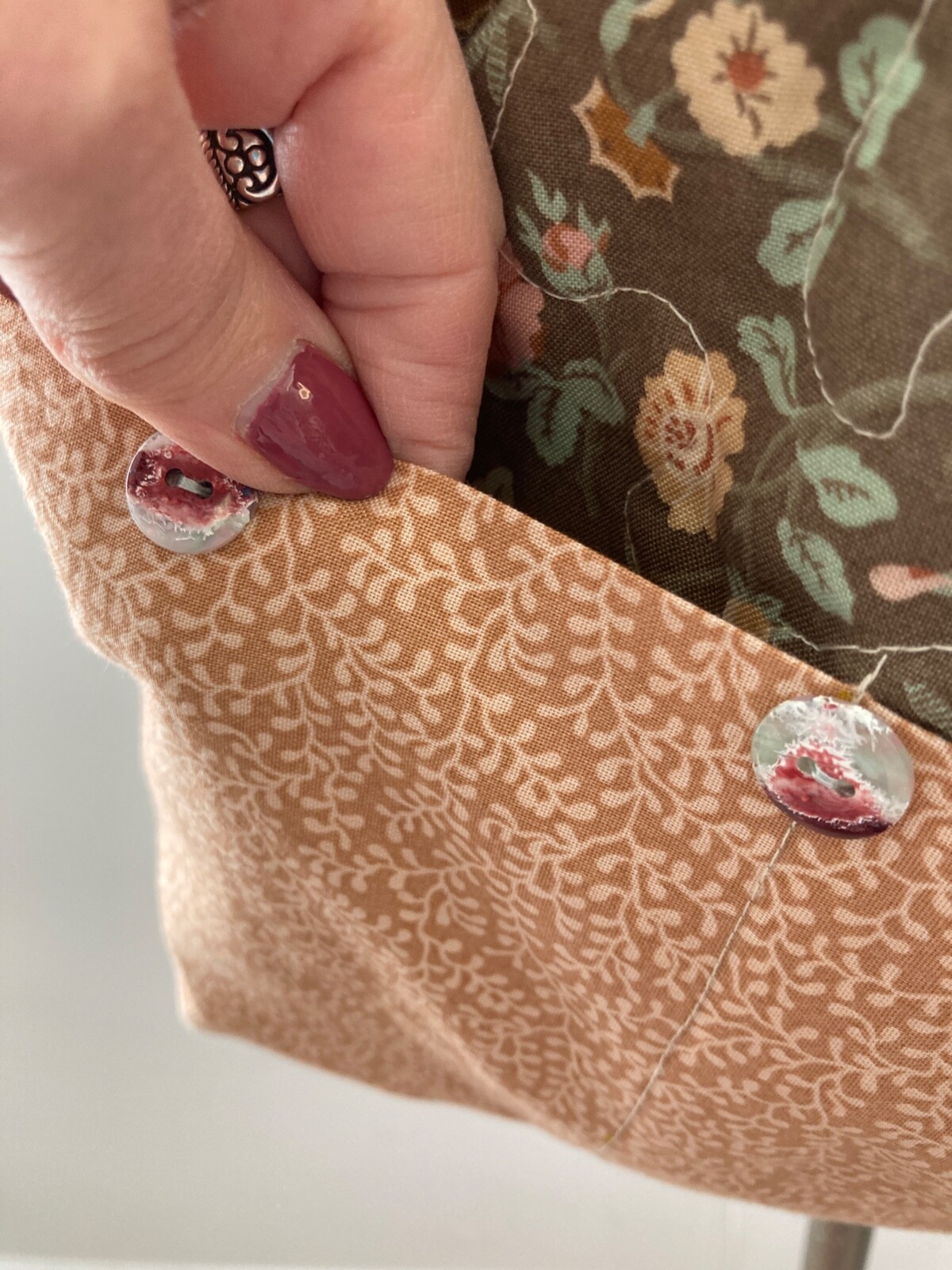 QUILTED BACKPACK DRAWSTRING CLOSURE PASTEL CALICO… - image 5