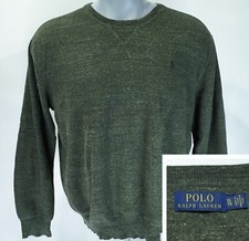 Polo Ralph Lauren Crewneck Mens XL Knit Sweater Green Heather w/ Logo Cotton