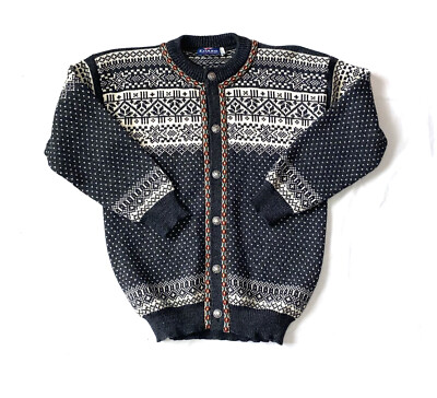 Damen-Cardigan blau weiß FOSSE Norwegen nordisch Pullover Oberteil M Medium 12