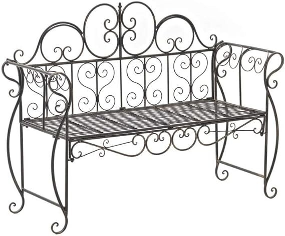 Banquette de terrasse en fer forgé bronze pour balcon cosy