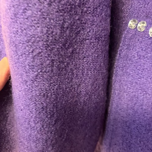 NWT Quacker Factory Purple 100% Boiled Wool Zip Cardigan Sweater Sz M Embelished - Picture 8 of 8