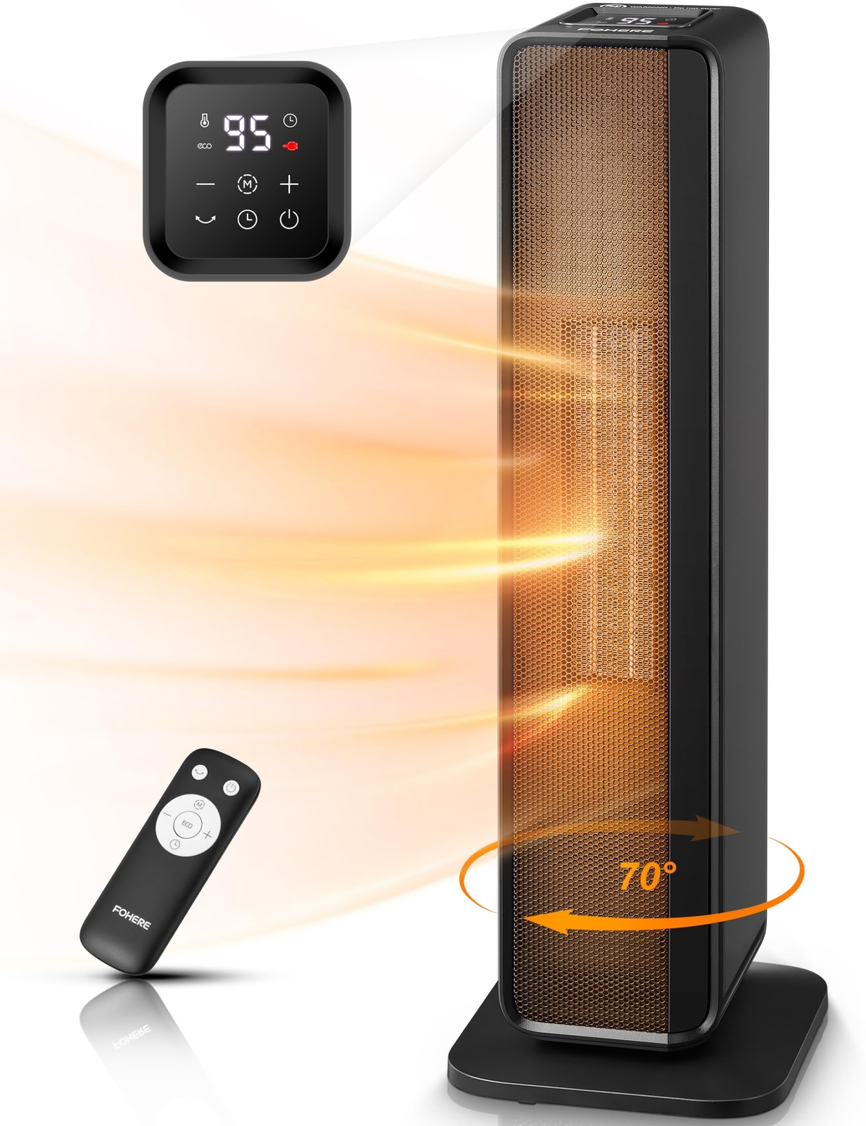 Space Heater for Indoor Use, 24 Inch Quiet PTC Ceramic Heaters for Bedroom, F...