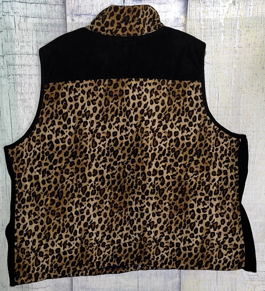 Chaleco acolchado acolchado con estampado de leopardo Lauren Ralph Lauren para mujer talla: 3X Foto 2 de 4