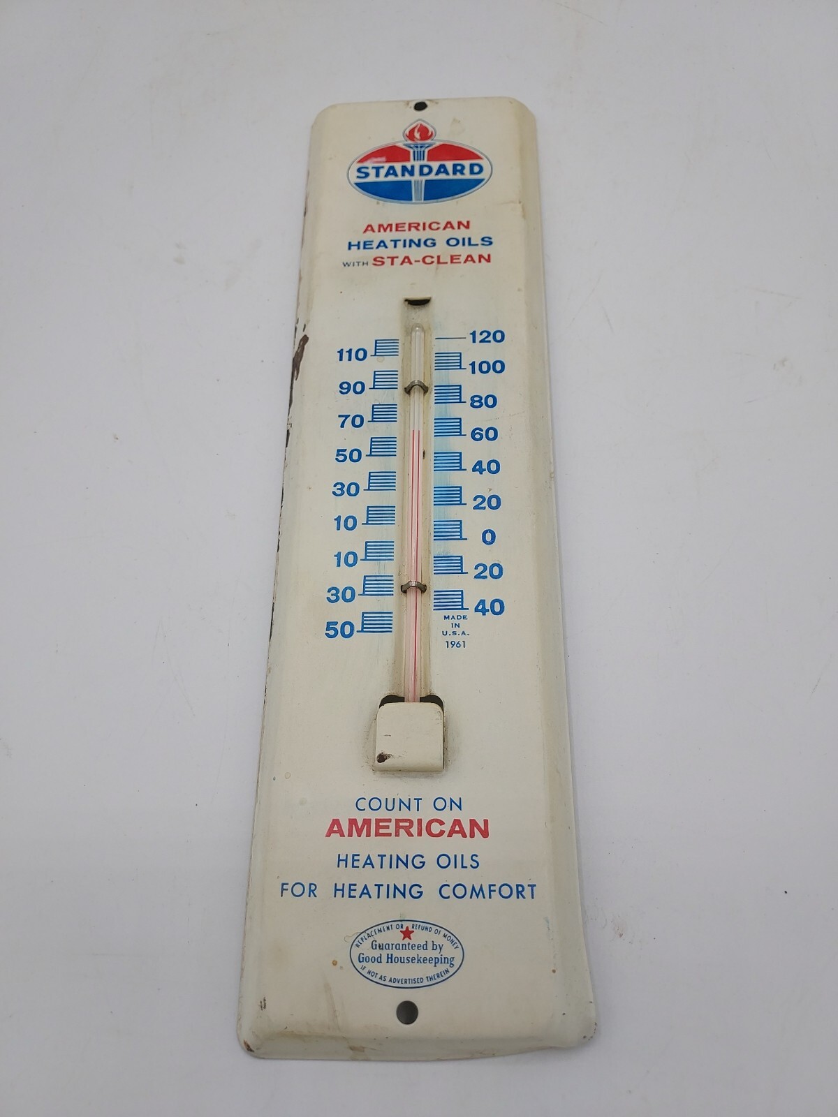 Vintage Original Standard American Heating Oil 12" Wall Thermometer