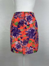 TIBI 100 Silk A-Line Purple Floral Lined Mini Skirt Spring Sz 6 W27