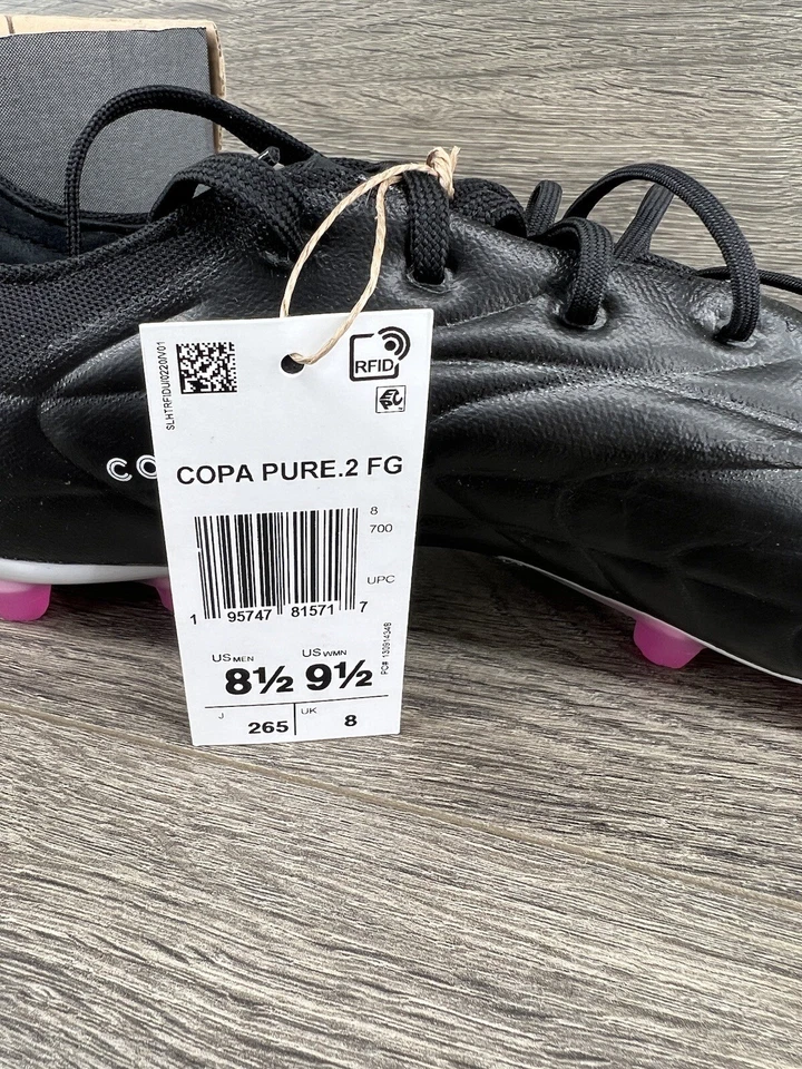 Botines de fútbol Adidas Copa Pure .2 FG para hombre talla 9,5 negro rosa HQ8898 Foto 4 de 4