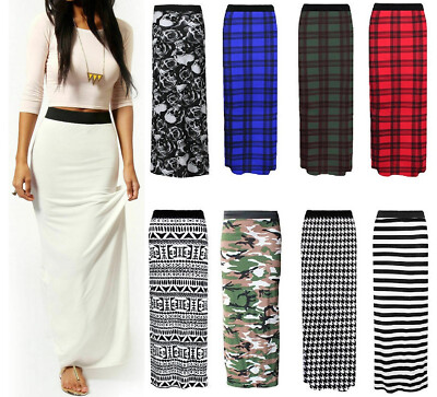 WOMENS LADIES GYPSY LONG JERSEY MAXI SKIRT PENCIL