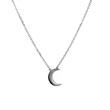 Sterling Silver, Crescent Moon Necklace, Adjustable, Petite Moon Charm, 925
