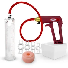 Maxi Red Handle Silicone Hose | Penis Pump 9"/12" Length | Donut & Rings - Round