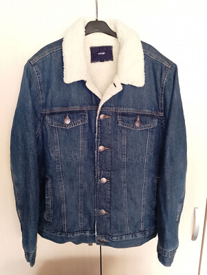 KIABI Sherpa Borge Lined Type 3 Blue Denim Standard Trucker Jean Jacket, size XL
