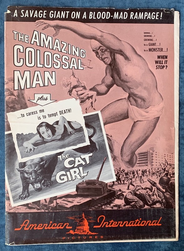 The Amazing Colossal Man / Cat Girl Pressbook  1957  With Inserts