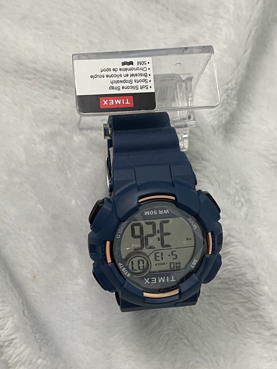 Timex TW5M23500 Mako DGTL 44mm Blue Silicone Strap Watch Timex