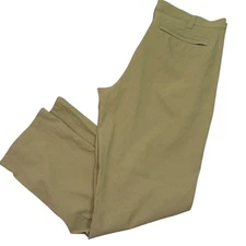 Eddie Bauer Mens Chino Tech Pants 38 X 32 Tan Khaki Stretch Nylon Flat Front