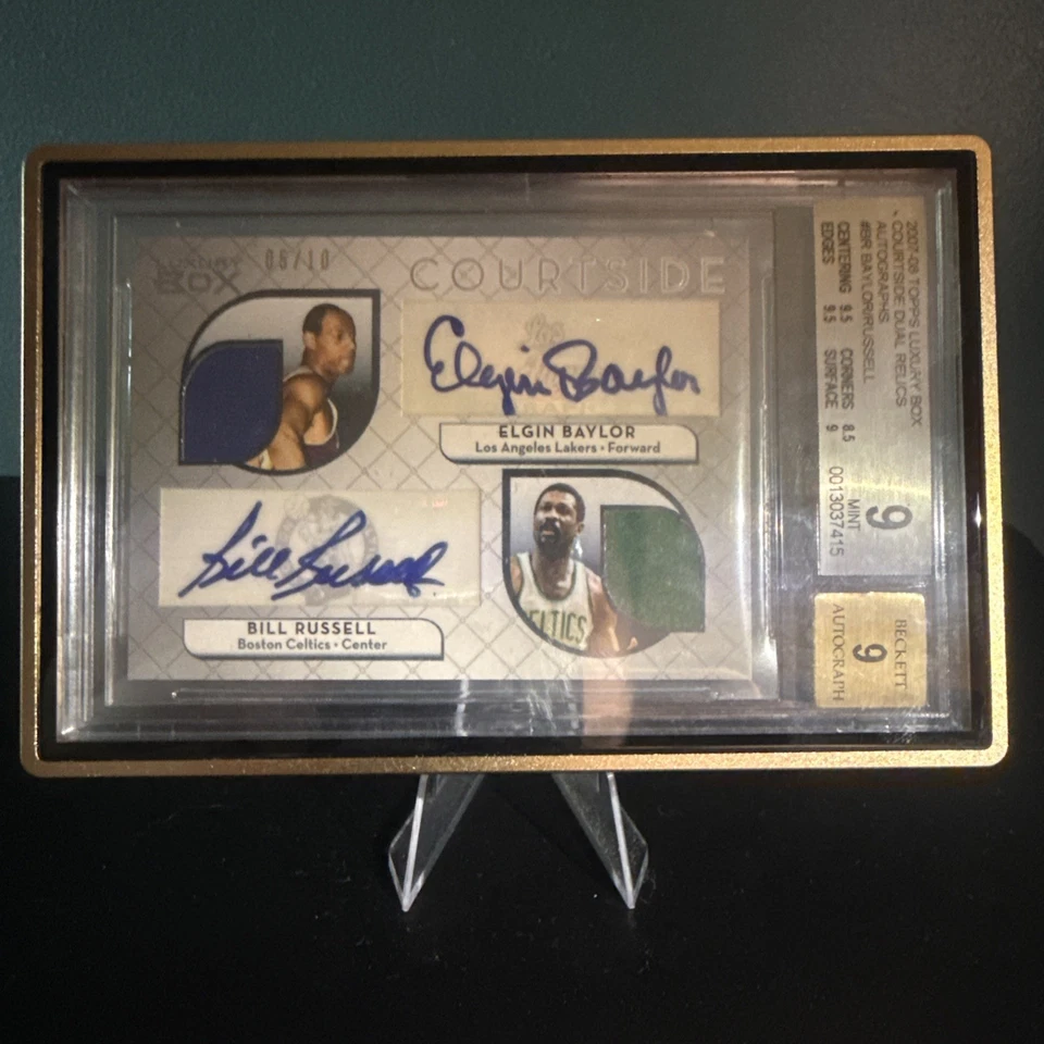 2007 Tops Luxury Box Bill Russell Elgin Baylor Dual Autos Game Used Jersey /10 - Image 3 of 4